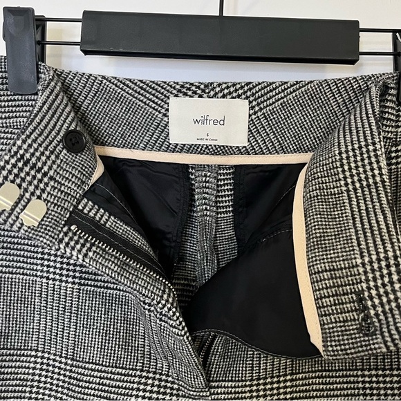 ARITZIA WILFRED Women’s Wool Trouser Pants Black & White Classic Plaid Size 6 - Picture 7 of 11